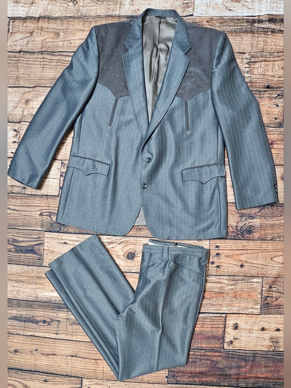 Vintage  CIRCLE S 2pc Suit Set Blazer 52L & Pant 42x35 Rockabilly Made USA
